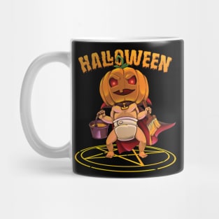 Halloween pumpkin head kid Mug